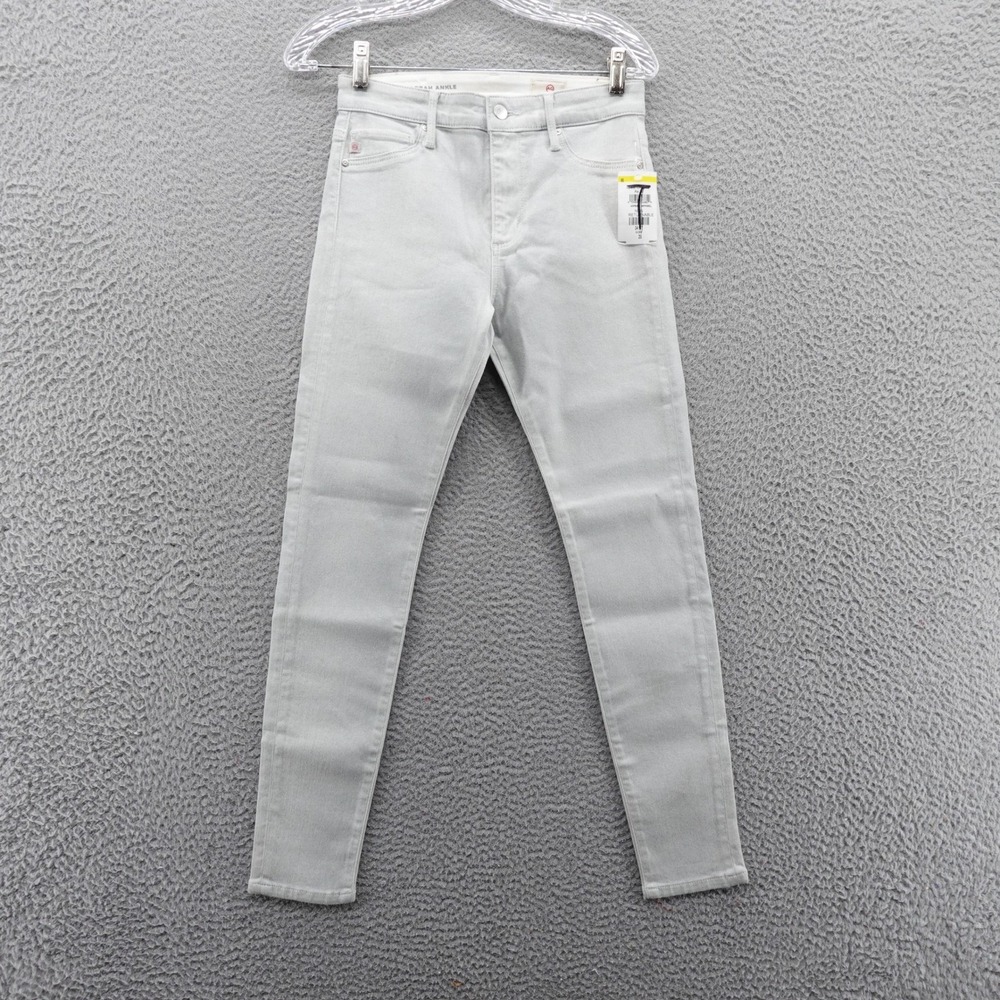 AG Adriano Goldschmied Farrah Ankle Skinny Jeans Size 26 Silver Sparkle NEW